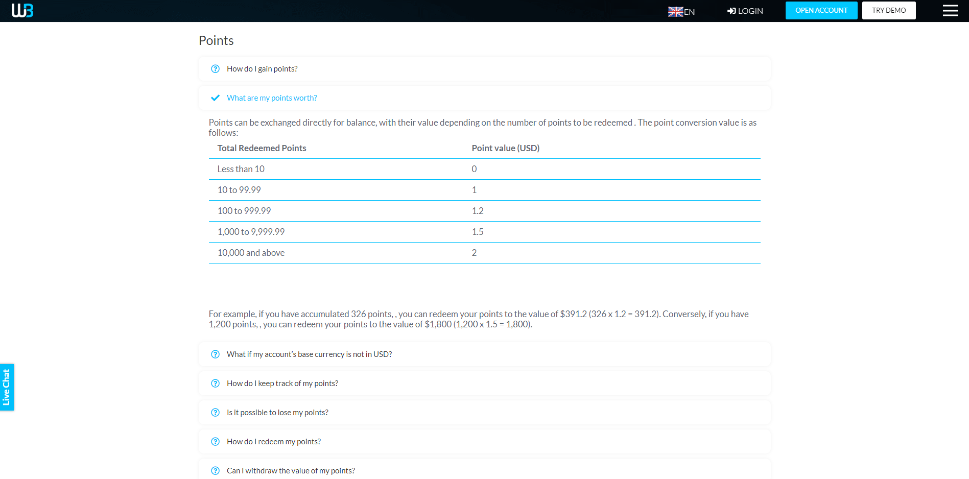 Windsor Brokers Review Accumulated points loyalty program